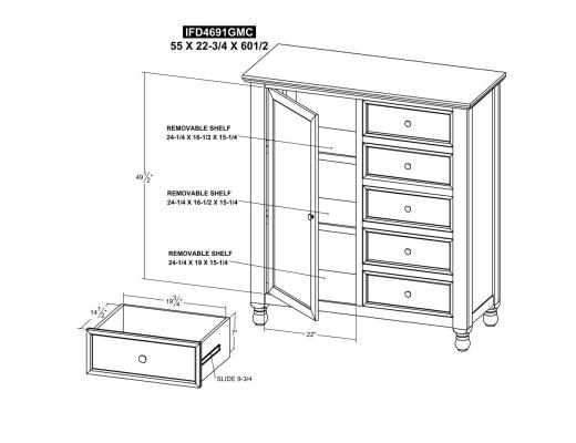 5 Drawer 1 Door Gentleman Ches - view 2