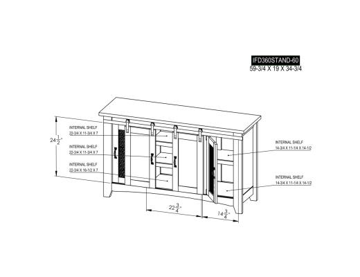 4 Door 60" TV Stand - view 7