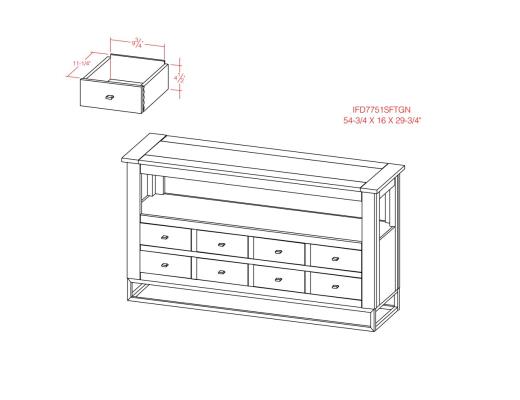 8 Drawer, 1 Shelf, Sofa Table - view 7
