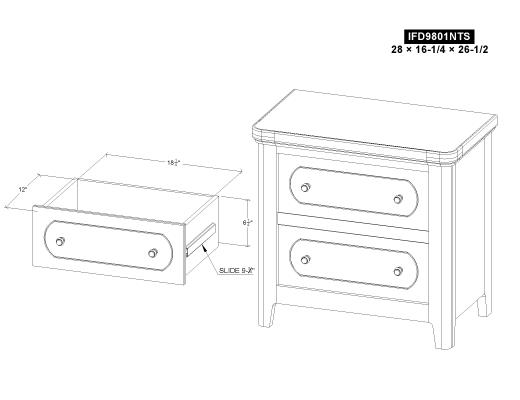 2 Drawer , Nightstand - view 9