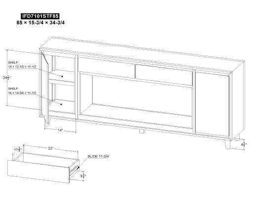 Savia, 85" TV Stand with Firep - view 12
