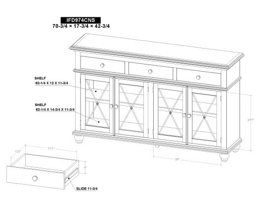 3 Drawer 4 Doors 70" Console - view 7