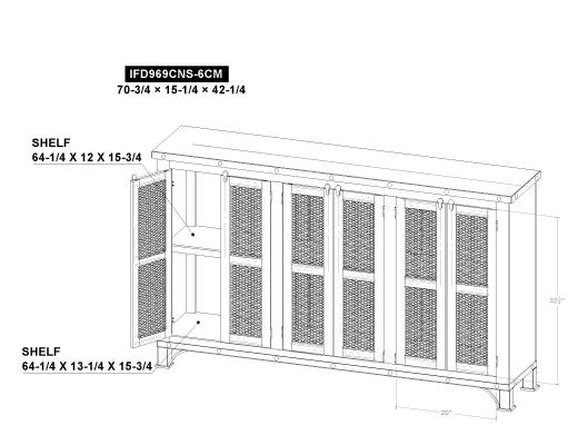 6 Iron Mesh Door 71" Console - view 8
