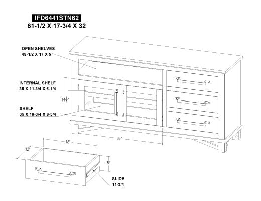 3 Drawer, 2 Doors 62" TV Stand - view 6