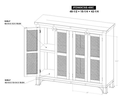 4 Iron Mesh Door 48" Console - view 9