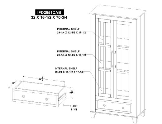 1 Drawer 2 Glass Doors Cabinet - view 11
