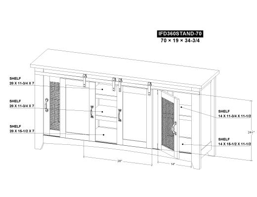 4 Door 70" TV Stand - view 7