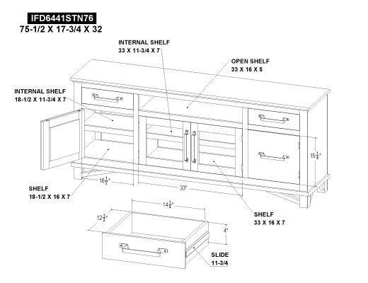 2 Drawer, 4 Doors 76" TV Stand - view 7