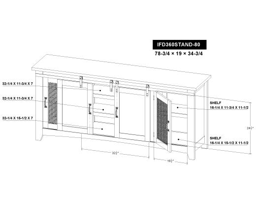4 Door 80" TV Stand - view 7