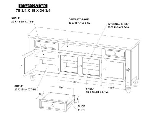 2 Drawer 4 Doors 80" TV Stand - view 8
