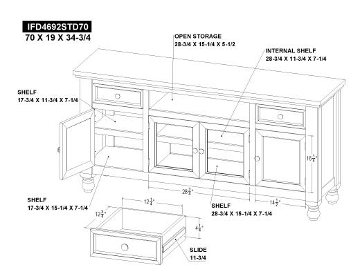 2 Drawer 4 Doors 70" TV Stand - view 8