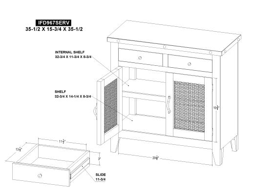 2 Drawer, 2 Mesh Doors Server - view 3
