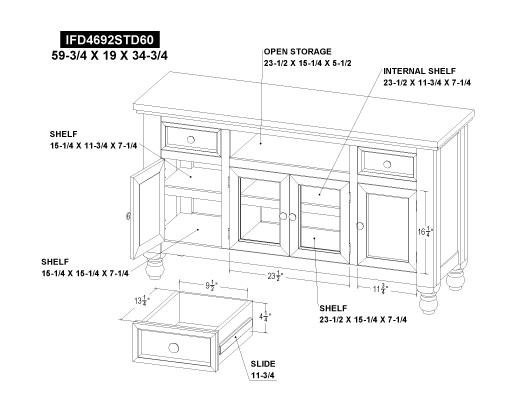 2 Drawer 4 Doors 60" TV Stand - view 8