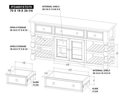 3 Drawer 2 Glass Doors 70" TV - view 7