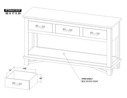3 Drawer Sofa Table - view 7