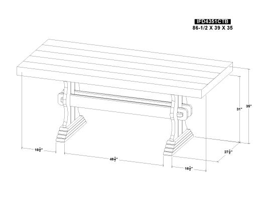Rectangular Counter Height Tab - view 6