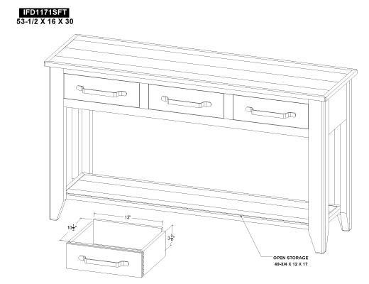 3 Drawer, 1 Shelf Sofa Table - view 7
