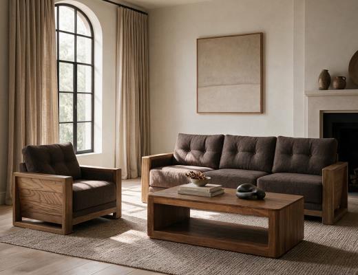 Wooden Frame & Base, Armchair - view 3