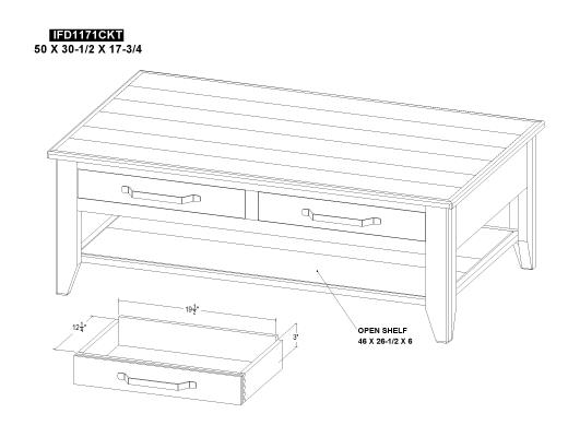 4 Drawer, 1 Shelf, Cocktail Ta - view 7