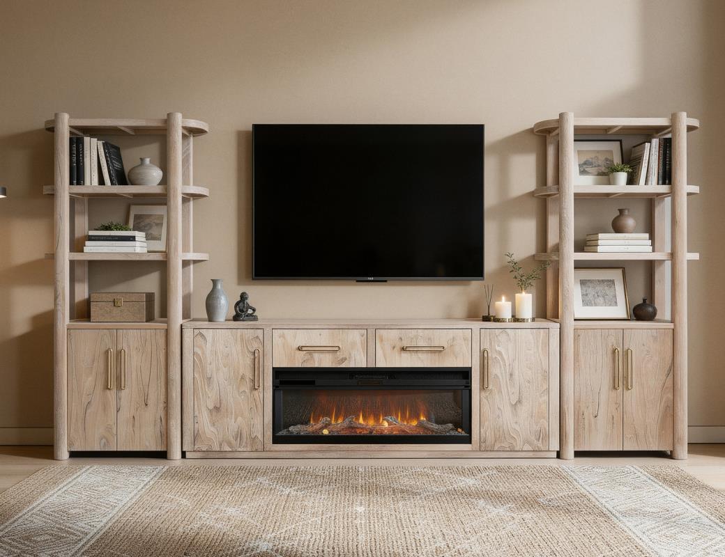 White Balam, 80" TV Stand w/El - IFD4321STNFP80