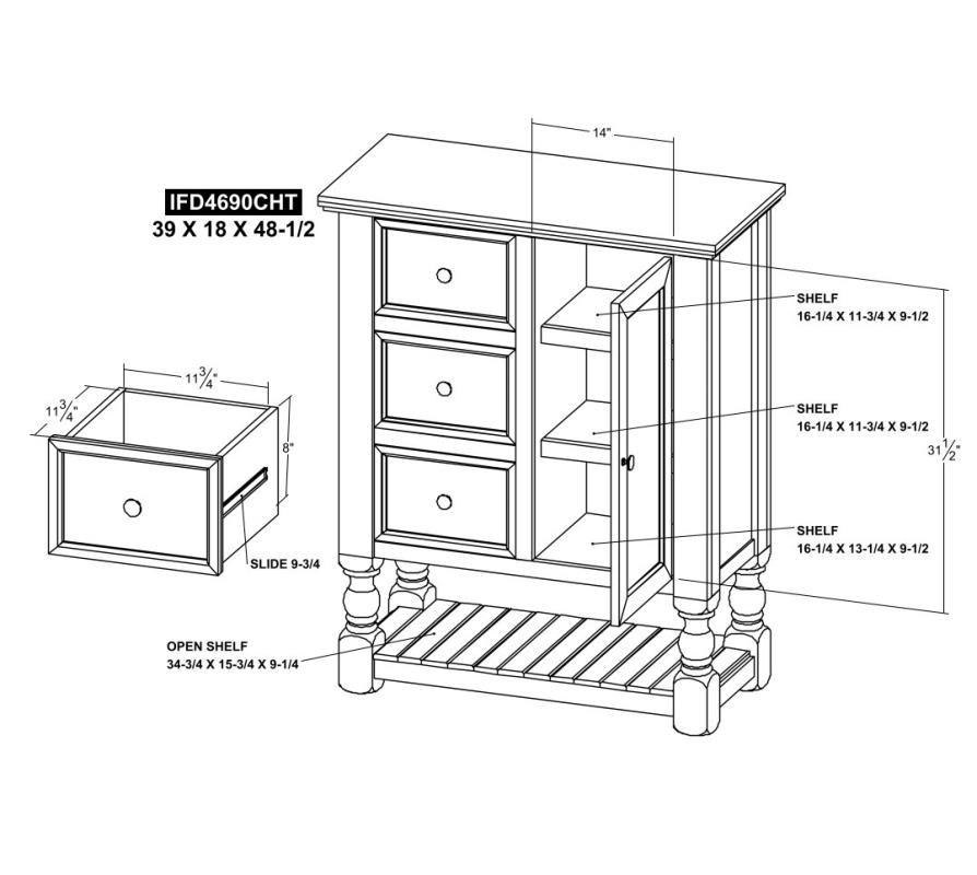3 Drawer, 1 Door Chest - IFD4690CHT