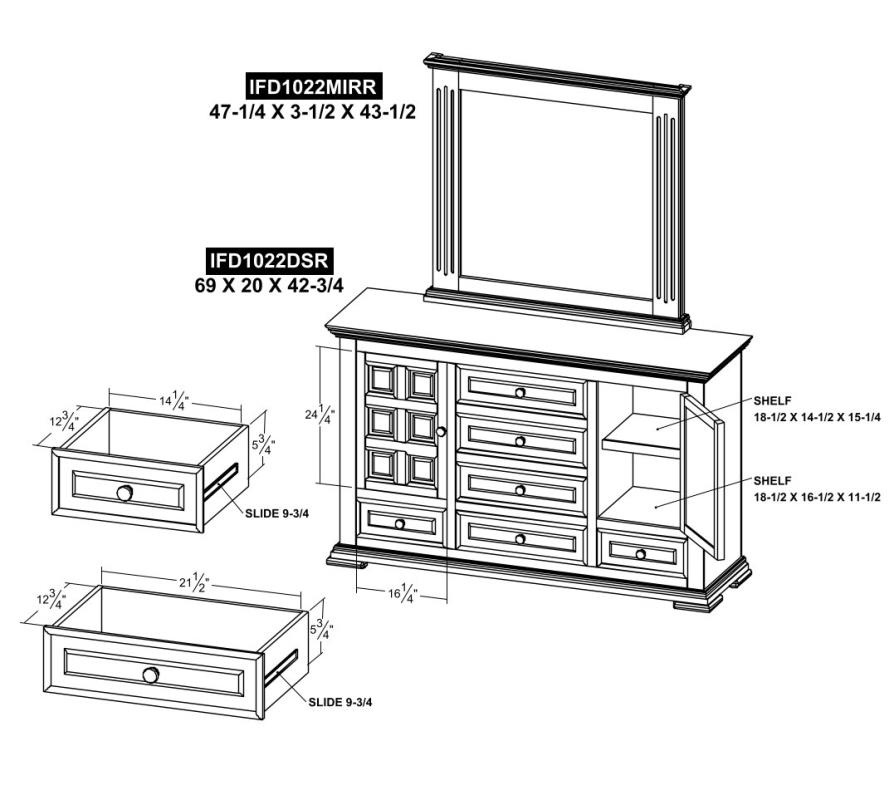 6 Drawer 2 Doors Dresser - IFD1022DSR