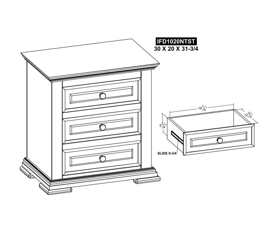 3 Drawer Nightstand - IFD1022NTST