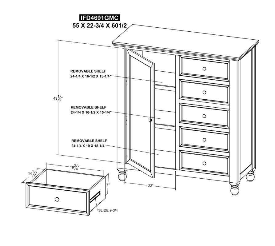 5 Drawer 1 Door Gentleman Ches - IFD4691GMC