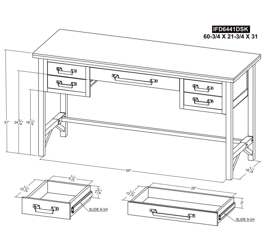 5 Drawer Desk - IFD6441DSK