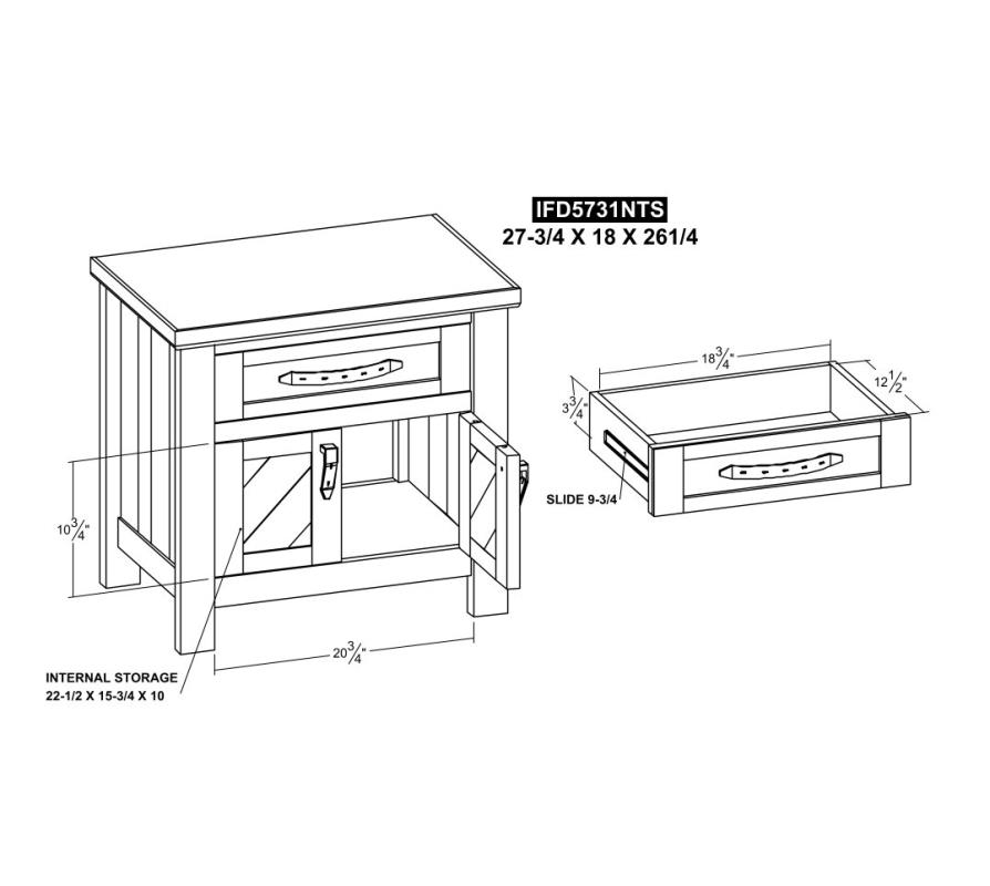 1 Drawer, 2 Door, Nightstand - IFD5731NTS