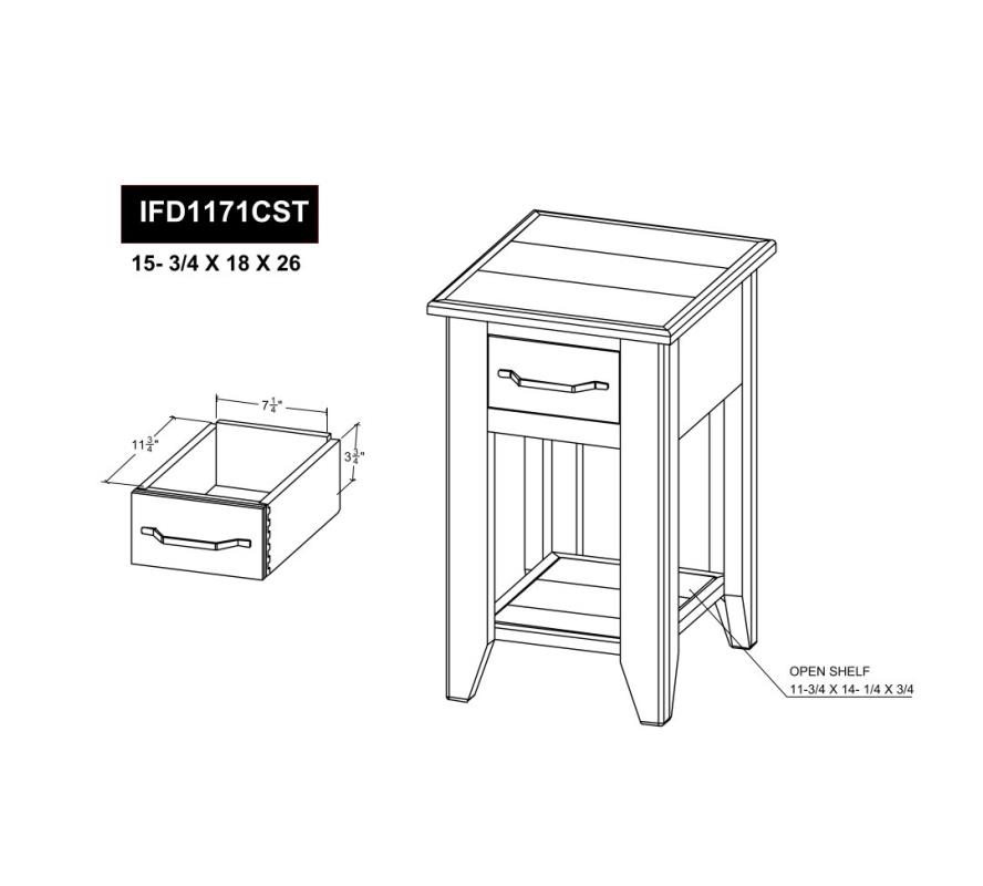 1 Drawer, 1 Shelf, Chairside T - IFD1171CST