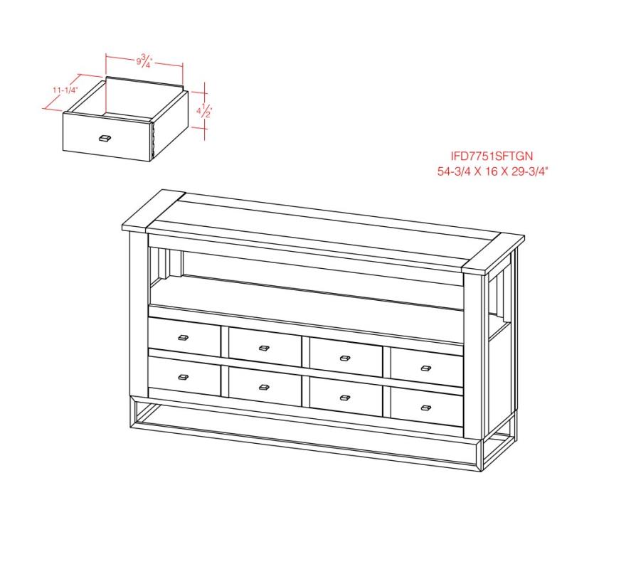 8 Drawer, 1 Shelf, Sofa Table - IFD7751SFTGN