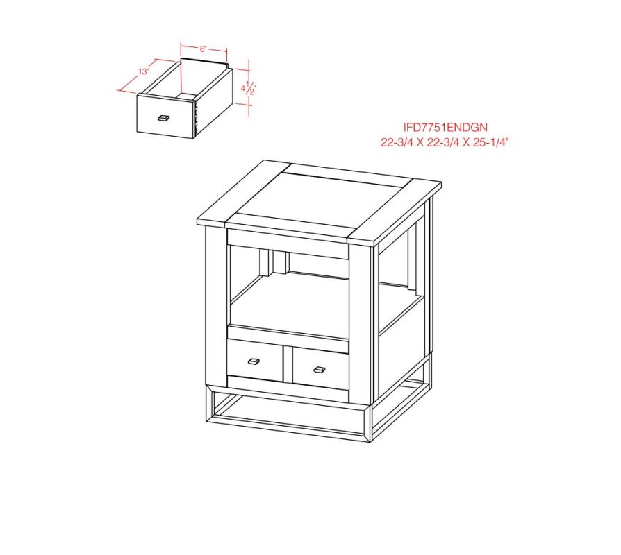 2 Drawer, 1 Shelf, End Table - IFD7751ENDGN