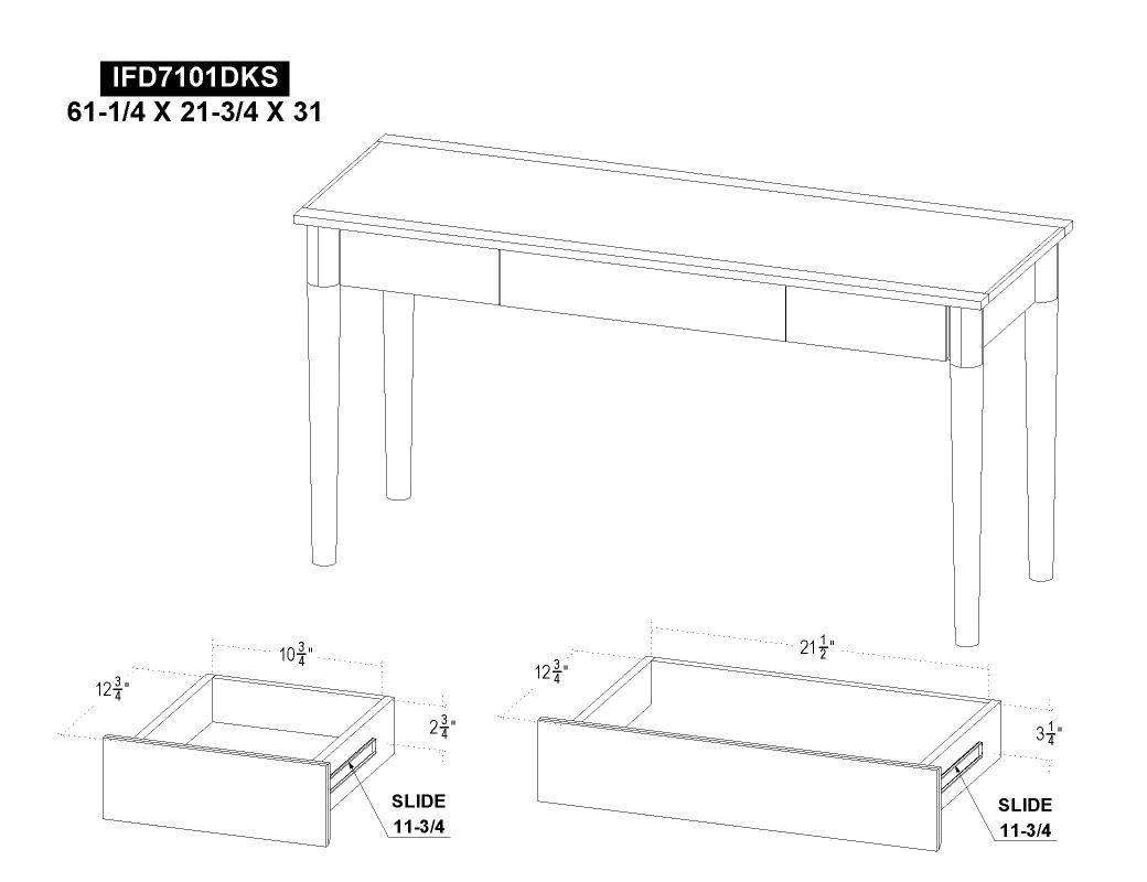 3 Drawer , Desk - IFD7101DSK