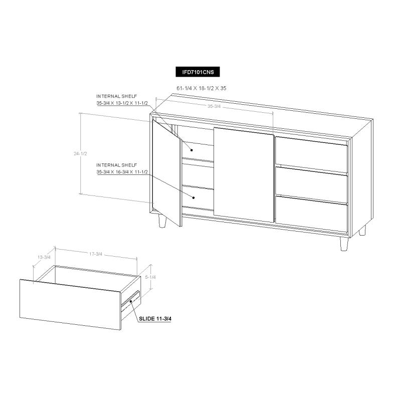 3 Drawer & 2 Door , Console - IFD7131CNS
