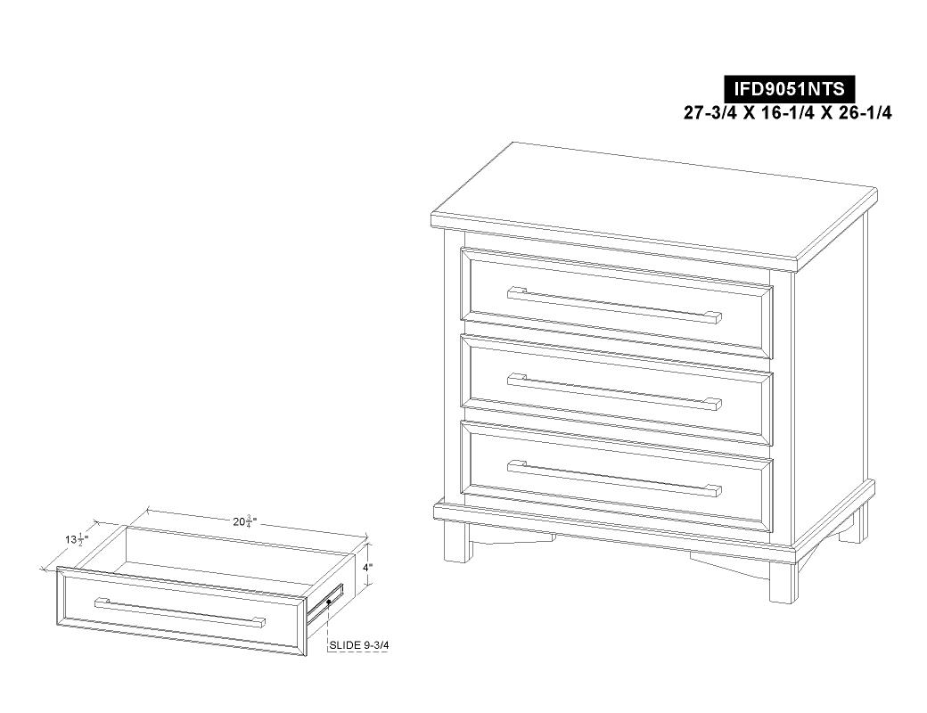 3 Drawer , Nightstand - IFD9051NTS