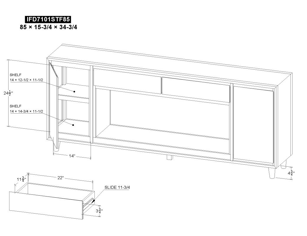 Savia, 85" TV Stand with Firep - IFD7101STNFP85