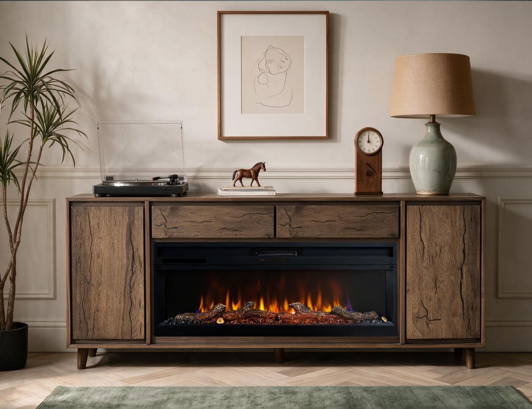 Savia, 85" TV Stand with Firep - IFD7101STNFP85