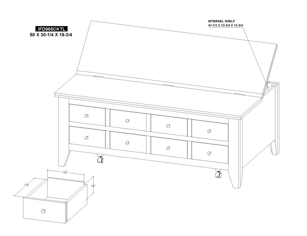 8 Drawers & Lift Top Cocktail - IFD965CKTL