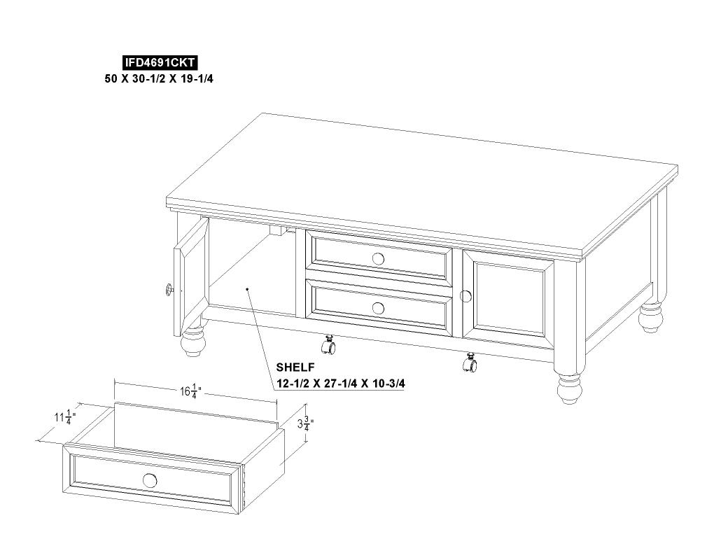 4 Drawer Cocktail Table - IFD4691CKT