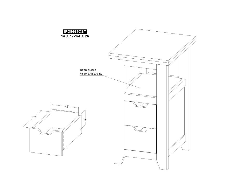 2 Drawer Chairside Table - IFD9661CST