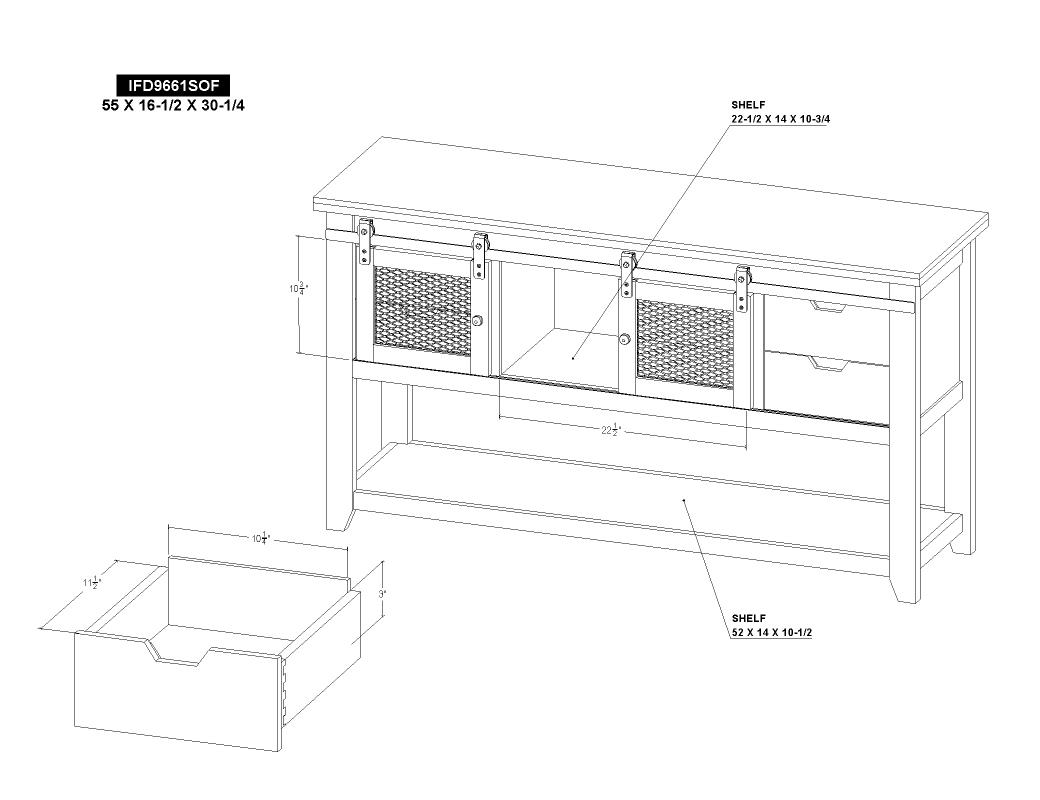 4 Drawer 2 Doors Sofa Table - IFD9661SOF