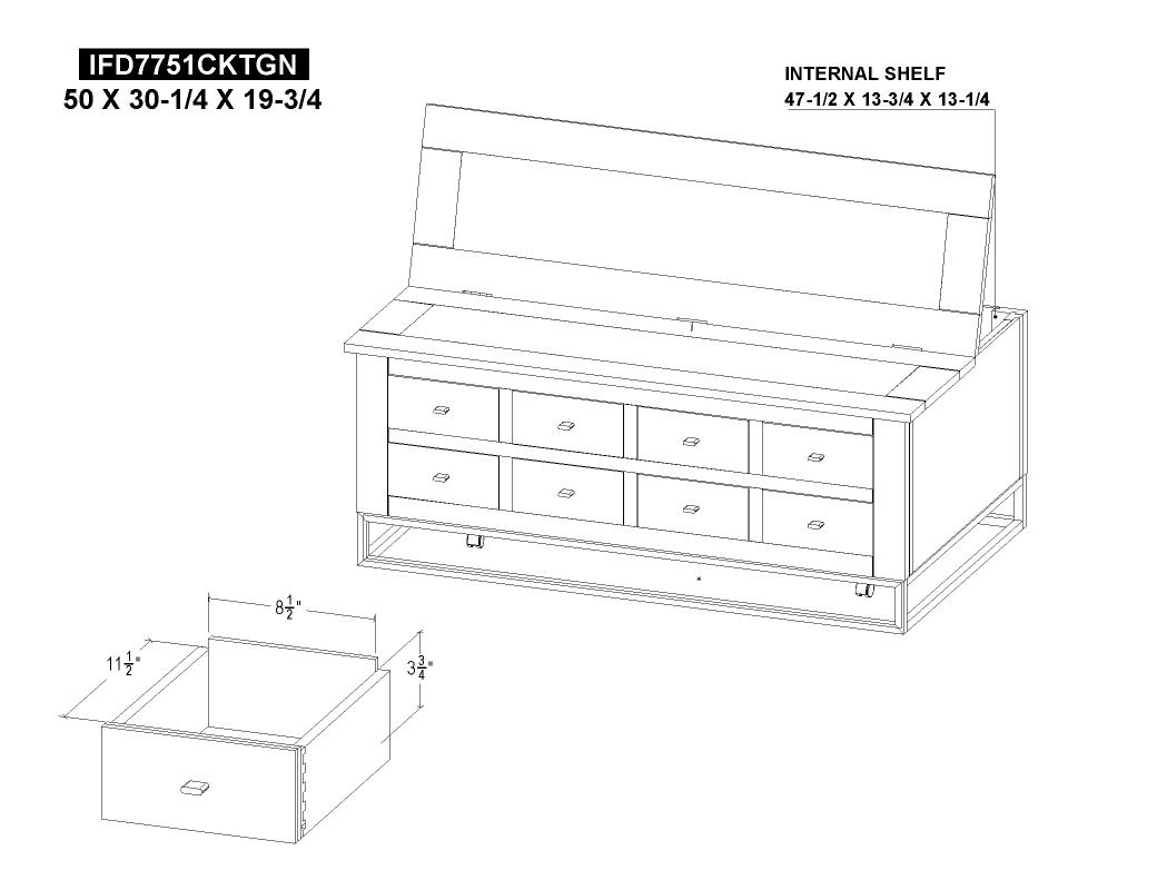 8 Drawers, Hinged Top Cocktail - IFD7751CKTGN
