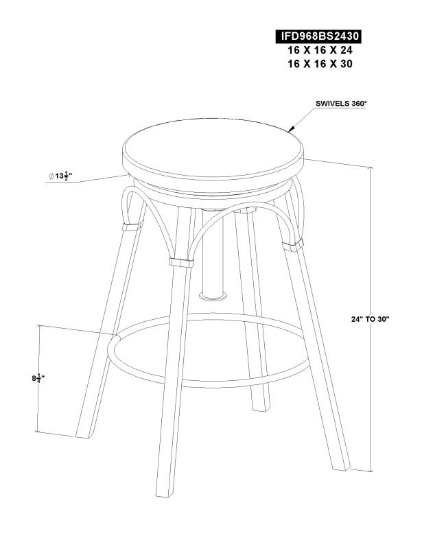 Barstool with variable height - IFD968BS2430