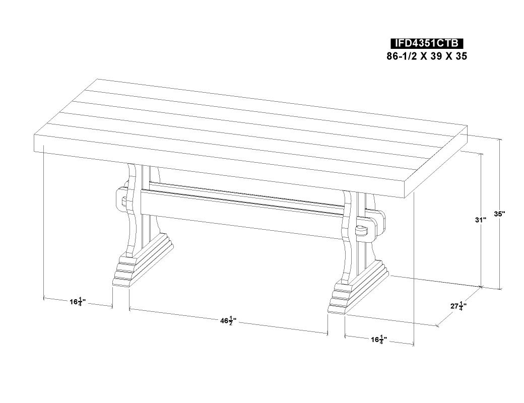 Rectangular Counter Height Tab - IFD4351CTB